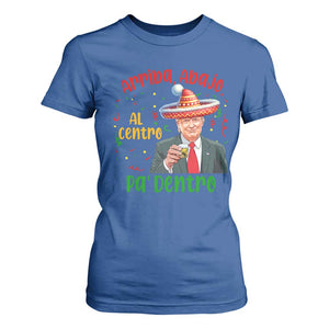 Funny Mexico Xmas Trump T Shirt For Women Arriba Abajo Al Centro Pa Dentro Trump Drinking Tequila TS09 Royal Blue Print Your Wear