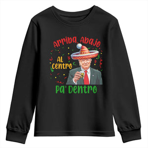 Funny Mexico Xmas Trump Youth Sweatshirt Arriba Abajo Al Centro Pa Dentro Trump Drinking Tequila TS09 Black Print Your Wear