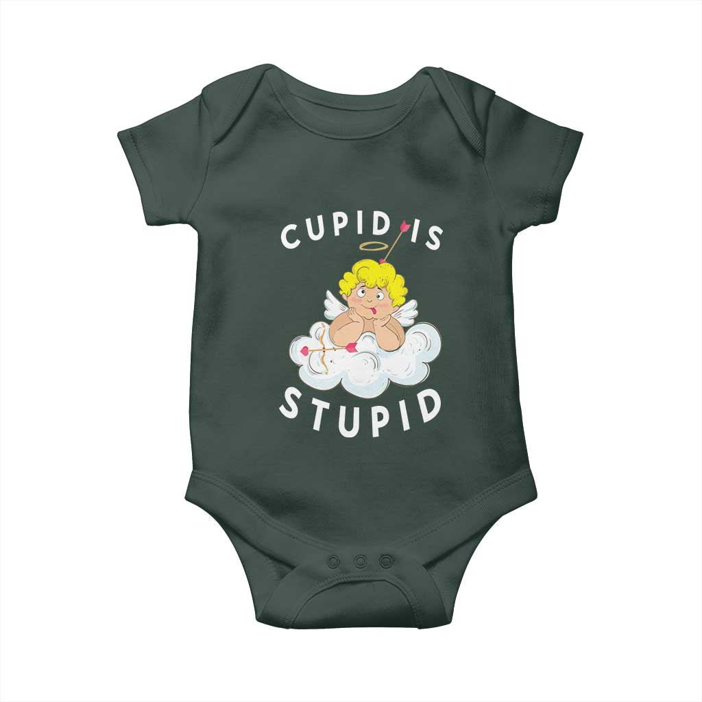 Cupid Is Stupid Funny Anti Valentine's Day Baby Onesie TS09 Print Your Wear
