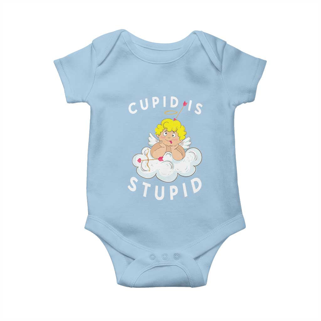 Cupid Is Stupid Funny Anti Valentine's Day Baby Onesie TS09 Light Blue Print Your Wear