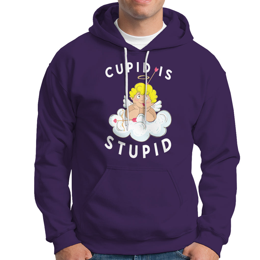 Cupid Is Stupid Funny Anti Valentine's Day Hoodie TS09 Purple Printyourwear