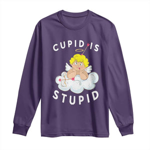 Cupid Is Stupid Funny Anti Valentine's Day Long Sleeve Shirt TS09 Purple Print Your Wear
