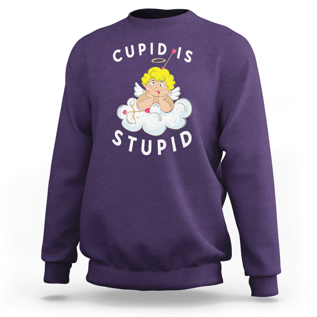 Cupid Is Stupid Funny Anti Valentine's Day Sweatshirt TS09 Purple Printyourwear