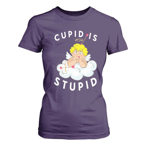 Cupid Is Stupid Funny Anti Valentine's Day T Shirt For Women TS09 Purple Print Your Wear