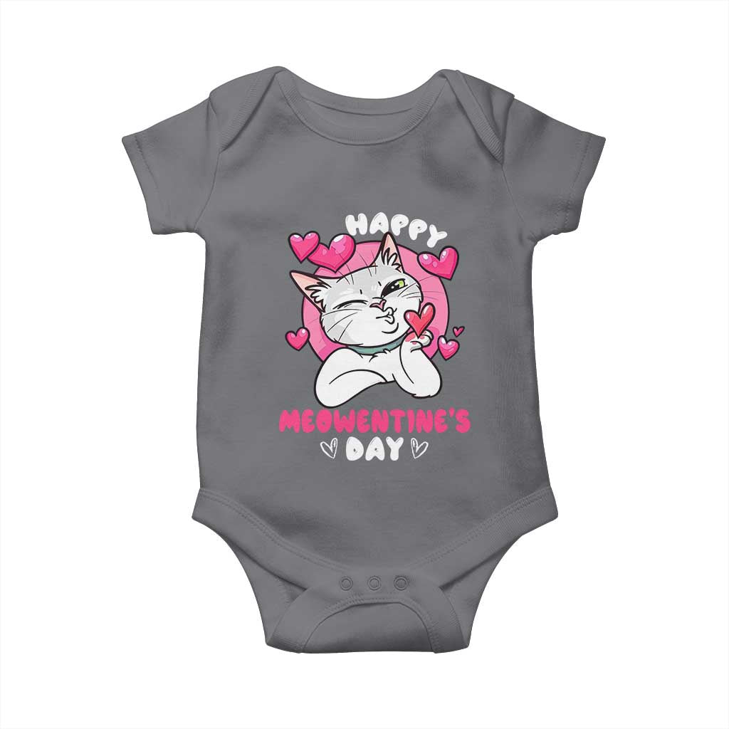 Valentine's Day Baby Onesie Happy Meowentine Cute Cat Kisses TS09 Charcoal Print Your Wear