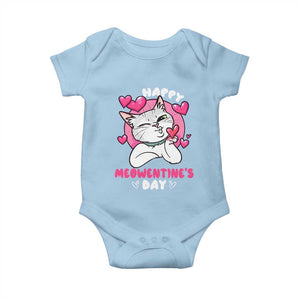 Valentine's Day Baby Onesie Happy Meowentine Cute Cat Kisses TS09 Light Blue Print Your Wear