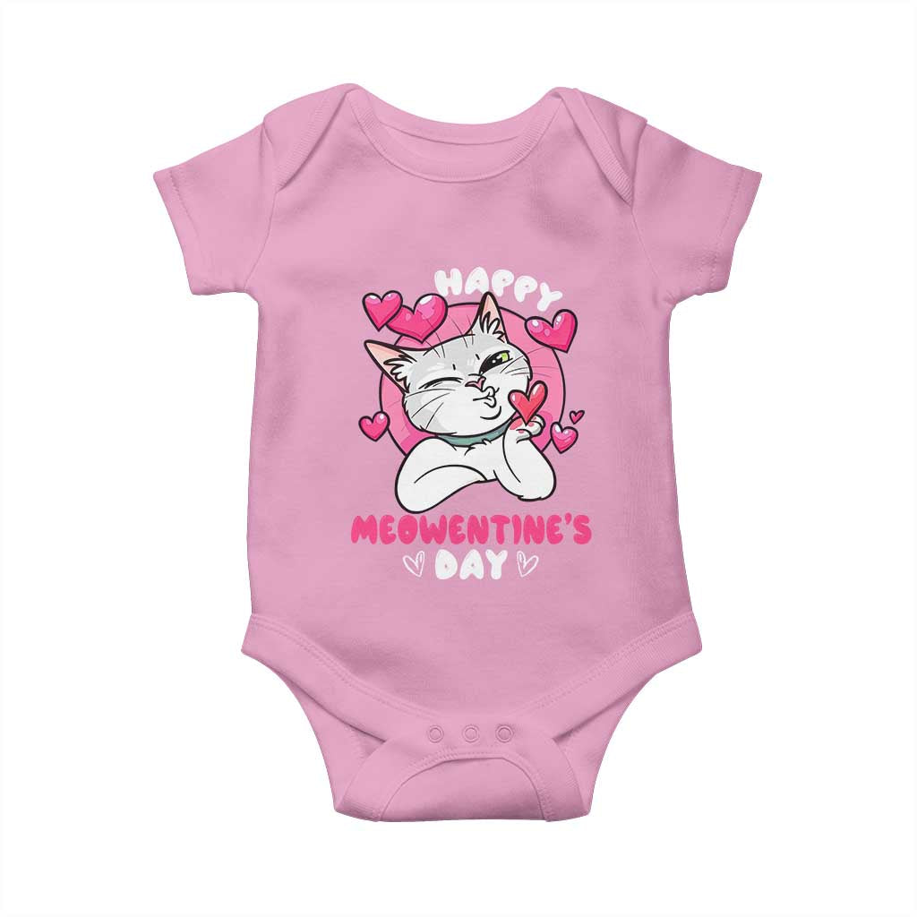 Valentine's Day Baby Onesie Happy Meowentine Cute Cat Kisses TS09 Light Pink Print Your Wear