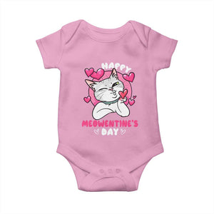 Valentine's Day Baby Onesie Happy Meowentine Cute Cat Kisses TS09 Light Pink Print Your Wear