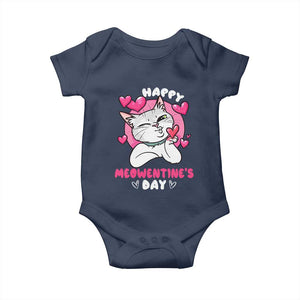 Valentine's Day Baby Onesie Happy Meowentine Cute Cat Kisses TS09 Navy Print Your Wear