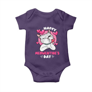 Valentine's Day Baby Onesie Happy Meowentine Cute Cat Kisses TS09 Purple Print Your Wear