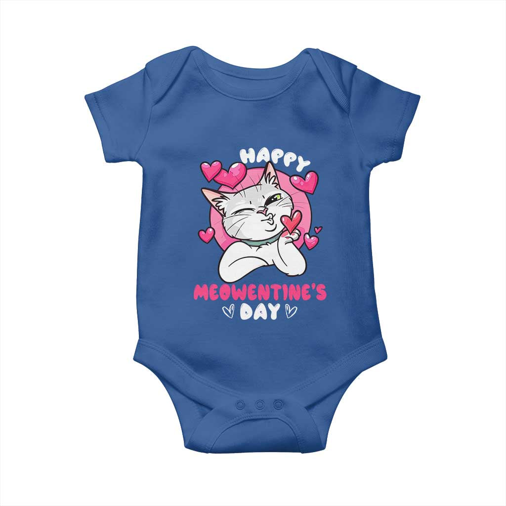 Valentine's Day Baby Onesie Happy Meowentine Cute Cat Kisses TS09 Royal Blue Print Your Wear