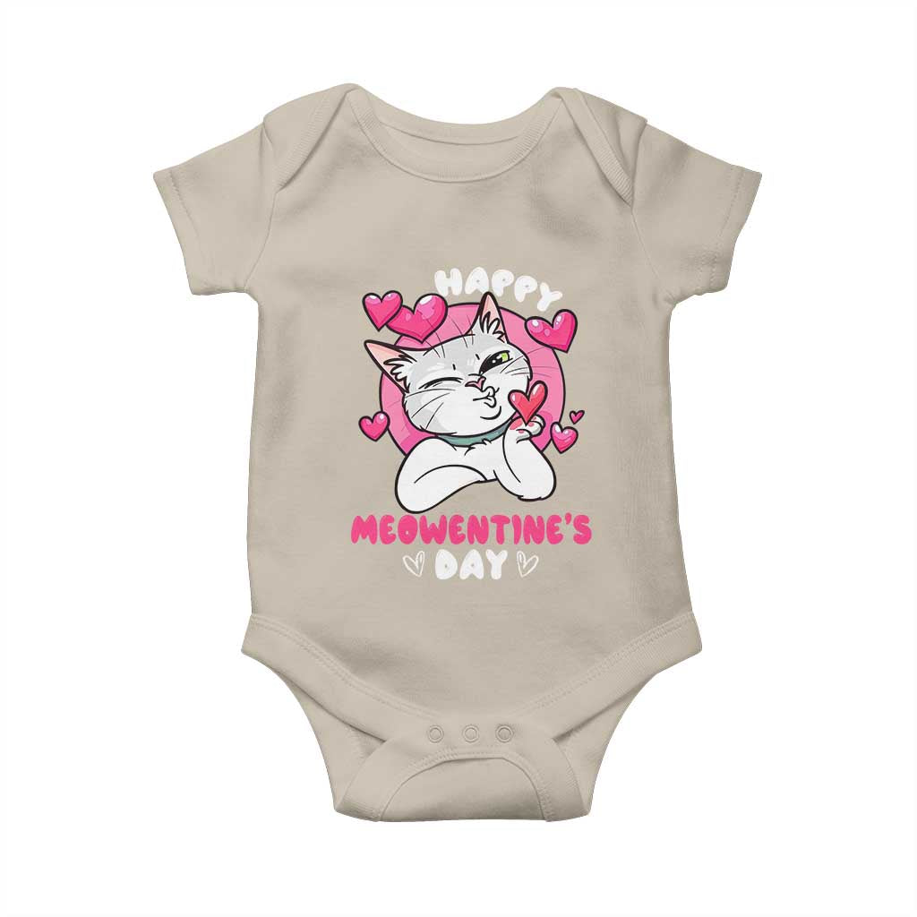 Valentine's Day Baby Onesie Happy Meowentine Cute Cat Kisses TS09 Sand Print Your Wear