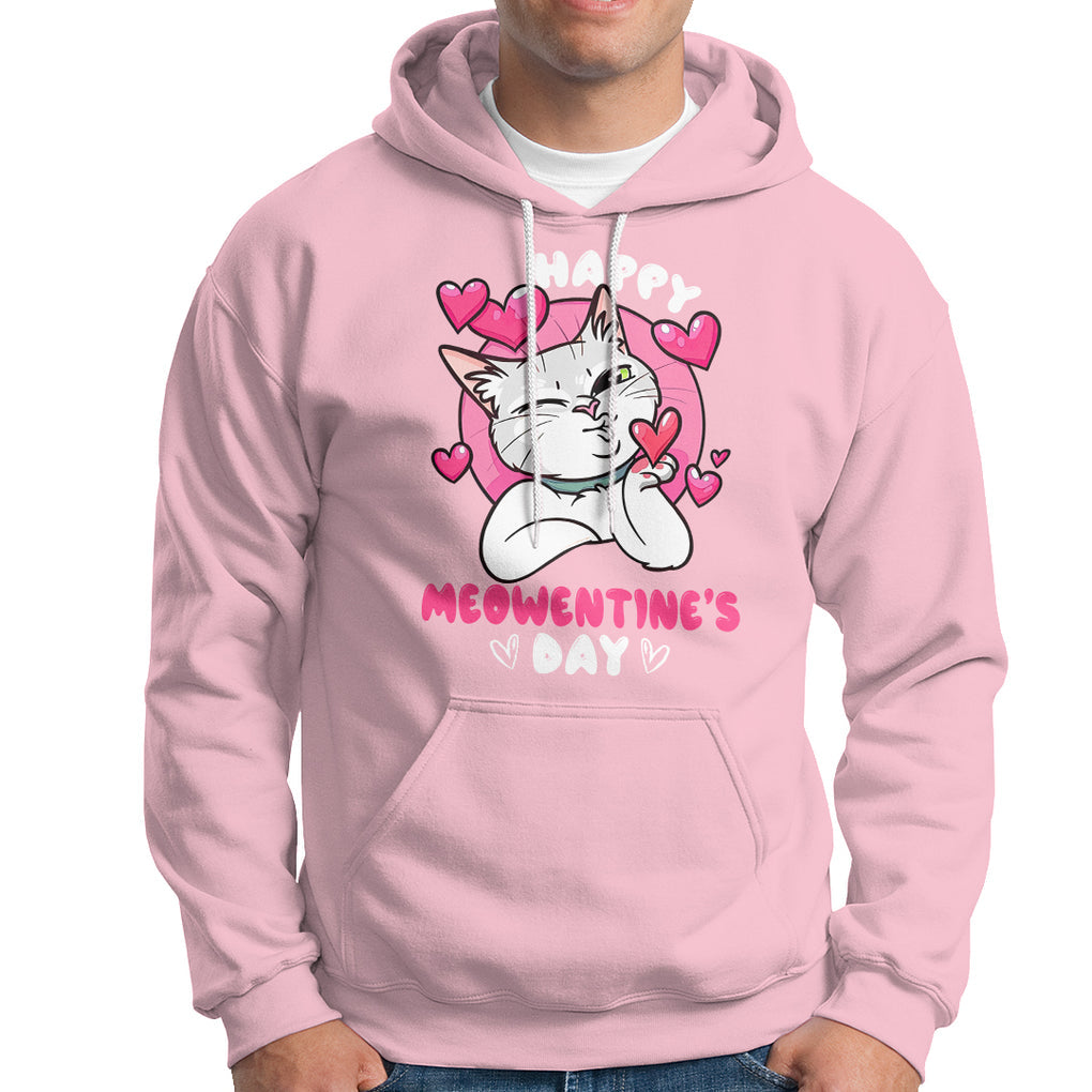 Valentine's Day Hoodie Happy Meowentine Cute Cat Kisses TS09 Light Pink Printyourwear