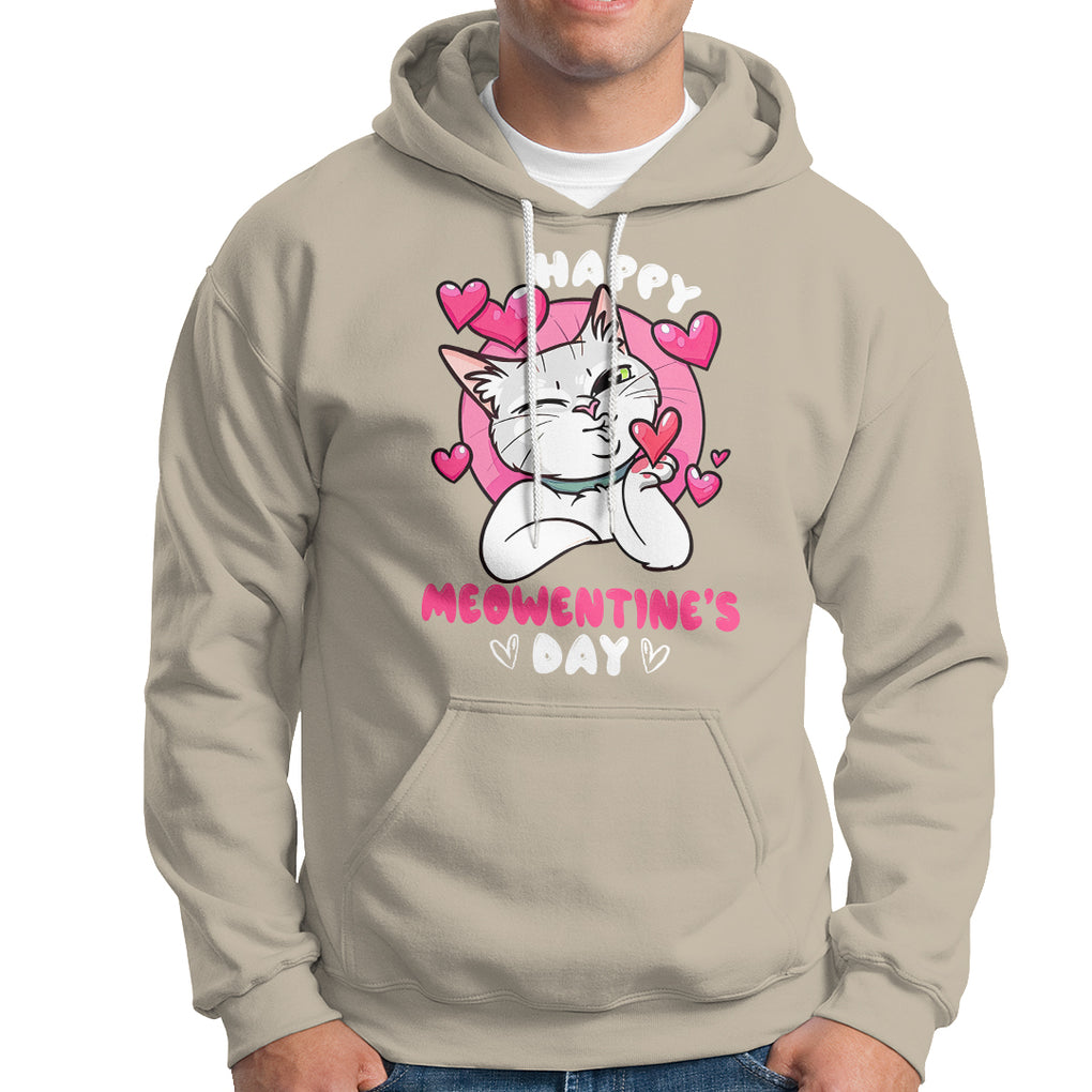 Valentine's Day Hoodie Happy Meowentine Cute Cat Kisses TS09 Sand Printyourwear
