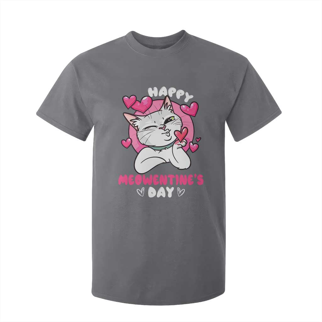 Valentine's Day T Shirt For Kid Happy Meowentine Cute Cat Kisses TS09 Charcoal Print Your Wear
