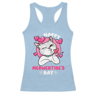 Valentine's Day Racerback Tank Top Happy Meowentine Cute Cat Kisses TS09 Light Blue Print Your Wear