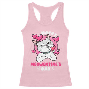 Valentine's Day Racerback Tank Top Happy Meowentine Cute Cat Kisses TS09 Light Pink Print Your Wear