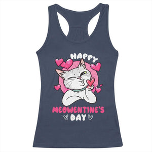 Valentine's Day Racerback Tank Top Happy Meowentine Cute Cat Kisses TS09 Navy Print Your Wear