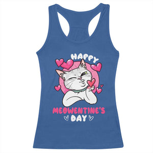 Valentine's Day Racerback Tank Top Happy Meowentine Cute Cat Kisses TS09 Royal Blue Print Your Wear