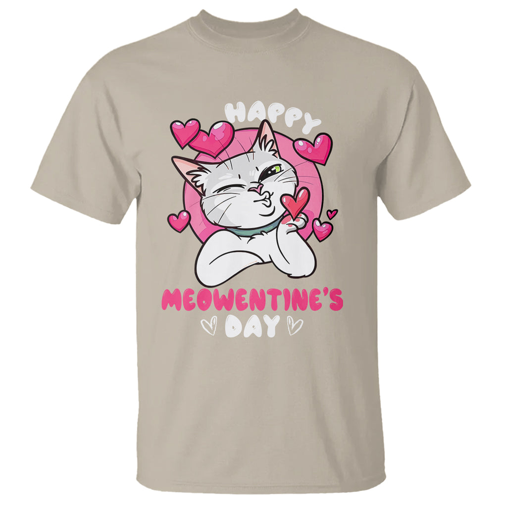 Valentine's Day T Shirt Happy Meowentine Cute Cat Kisses TS09 Sand Printyourwear