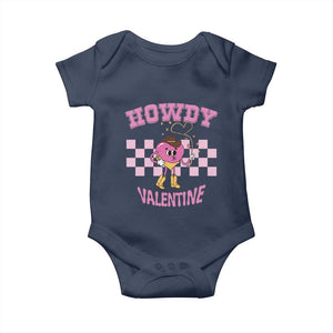 Valentine's Day Baby Onesie Howdy Valentine Heart Retro Groovy TS09 Navy Print Your Wear