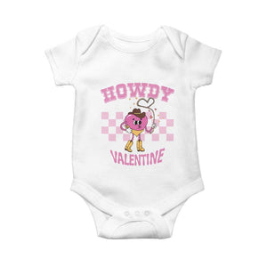 Valentine's Day Baby Onesie Howdy Valentine Heart Retro Groovy TS09 White Print Your Wear