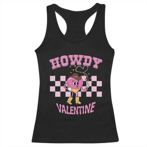 Valentine's Day Racerback Tank Top Howdy Valentine Heart Retro Groovy TS09 Black Print Your Wear