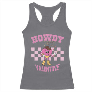 Valentine's Day Racerback Tank Top Howdy Valentine Heart Retro Groovy TS09 Charcoal Print Your Wear