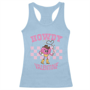 Valentine's Day Racerback Tank Top Howdy Valentine Heart Retro Groovy TS09 Light Blue Print Your Wear