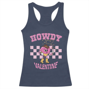 Valentine's Day Racerback Tank Top Howdy Valentine Heart Retro Groovy TS09 Navy Print Your Wear