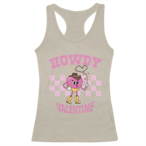 Valentine's Day Racerback Tank Top Howdy Valentine Heart Retro Groovy TS09 Sand Print Your Wear