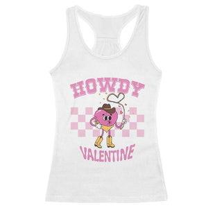 Valentine's Day Racerback Tank Top Howdy Valentine Heart Retro Groovy TS09 White Print Your Wear