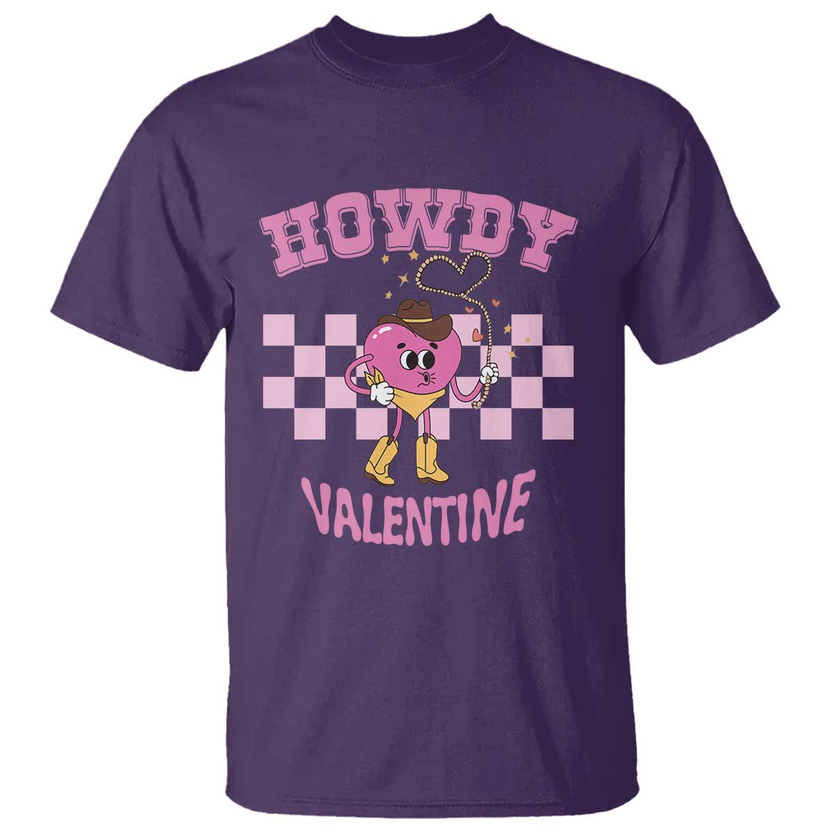 Valentine's Day T Shirt Howdy Valentine Heart Retro Groovy TS09 Purple Print Your Wear