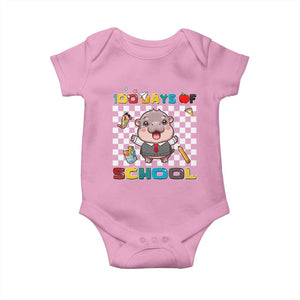 Moo Deng 100th Day Of School Baby Onesie Cute Baby Hippo 100 Days TS09 Light Pink Print Your Wear