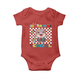 Moo Deng 100th Day Of School Baby Onesie Cute Baby Hippo 100 Days TS09 Red Print Your Wear