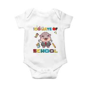 Moo Deng 100th Day Of School Baby Onesie Cute Baby Hippo 100 Days TS09 White Print Your Wear