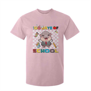 Moo Deng 100th Day Of School T Shirt For Kid Cute Baby Hippo 100 Days TS09 Light Pink Print Your Wear