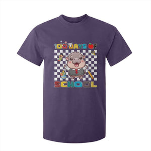 Moo Deng 100th Day Of School T Shirt For Kid Cute Baby Hippo 100 Days TS09 Purple Print Your Wear