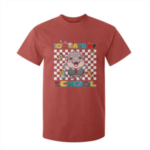Moo Deng 100th Day Of School T Shirt For Kid Cute Baby Hippo 100 Days TS09 Red Print Your Wear