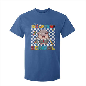Moo Deng 100th Day Of School T Shirt For Kid Cute Baby Hippo 100 Days TS09 Royal Blue Print Your Wear