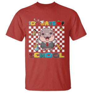 Moo Deng 100th Day Of School T Shirt Cute Baby Hippo 100 Days TS09 Red Print Your Wear