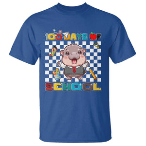 Moo Deng 100th Day Of School T Shirt Cute Baby Hippo 100 Days TS09 Royal Blue Print Your Wear