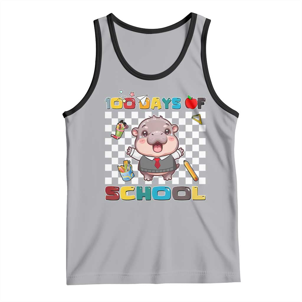 Moo Deng 100th Day Of School Tank Top Cute Baby Hippo 100 Days TS09 Athletic Heather Black Print Your Wear