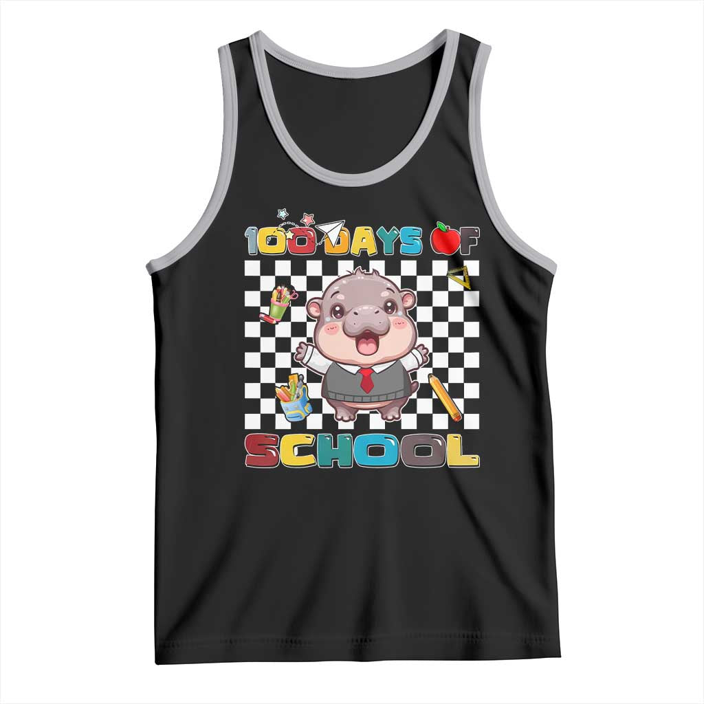Moo Deng 100th Day Of School Tank Top Cute Baby Hippo 100 Days TS09 Black Athletic Heather Print Your Wear