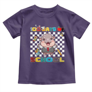 Moo Deng 100th Day Of School Toddler T Shirt Cute Baby Hippo 100 Days TS09 Purple Print Your Wear