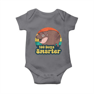 100th Day Of School Baby Onesie Moo Deng 100 Days Smarter Retro Baby Hippo TS09 Charcoal Print Your Wear