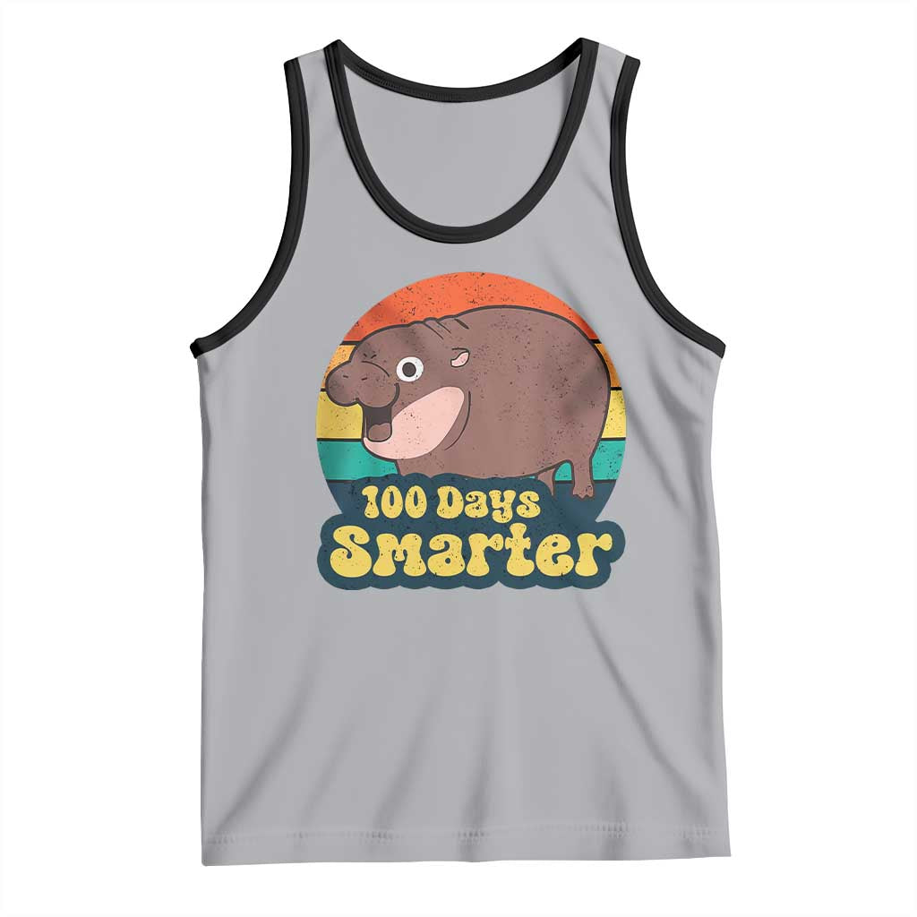 100th Day Of School Tank Top Moo Deng 100 Days Smarter Retro Baby Hippo TS09 Athletic Heather Black Print Your Wear