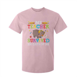 Funny Moo Deng 100th Day Of School T Shirt For Kid My Teacher Survived 100 Days Of Me TS09 Light Pink Print Your Wear
