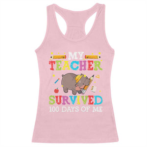 Funny Moo Deng 100th Day Of School Racerback Tank Top My Teacher Survived 100 Days Of Me TS09 Light Pink Print Your Wear