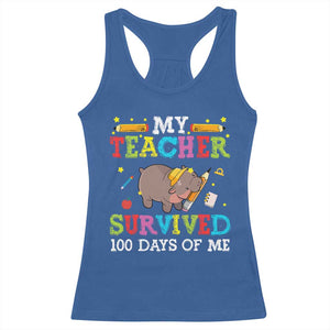 Funny Moo Deng 100th Day Of School Racerback Tank Top My Teacher Survived 100 Days Of Me TS09 Royal Blue Print Your Wear
